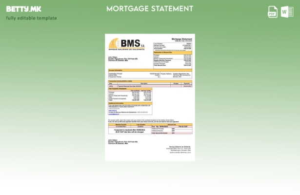 модерен стил Mali Banque Malienne de Solidarité (BMS) шаблон за хипотека за Word